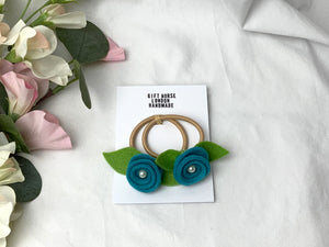 Rose Hair Band - Blue, Blonde Elastic