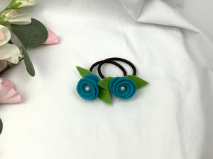 Rose Hair Band - Blue, Brown Elastic