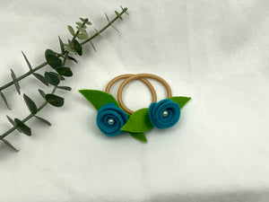 Rose Hair Band - Blue, Blonde Elastic