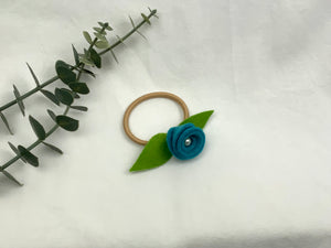 Rose Hair Band - Blue, Blonde Elastic