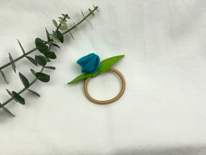 Rose Hair Band - Blue, Blonde Elastic