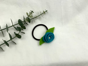 Rose Hair Band - Blue, Brown Elastic