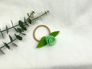 Rose Hair Band - Green, Blonde Elastic