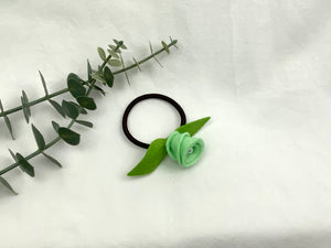 Rose Hair Band - Green, Brown Elastic