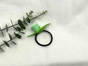 Rose Hair Band - Green, Brown Elastic