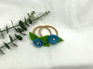 Rose Hair Band - Pastel Blue, Blonde Elastic