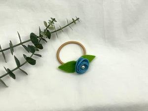 Rose Hair Band - Pastel Blue, Blonde Elastic