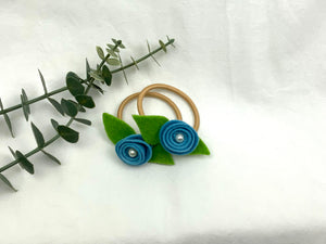 Rose Hair Band - Pastel Blue, Blonde Elastic