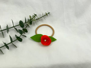 Rose Hair Band - Orange, Blonde Elastic