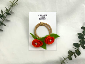 Rose Hair Band - Orange, Blonde Elastic