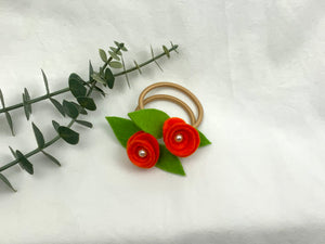 Rose Hair Band - Orange, Blonde Elastic