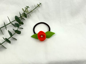 Rose Hair Band - Orange, Brown Elastic