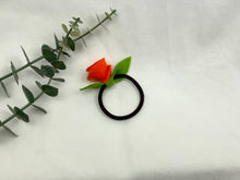 Load image into Gallery viewer, Rose Hair Band - Orange, Brown Elastic
