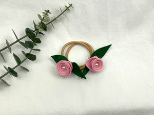 Rose Hair Band - Pastel Pink, Blonde Elastic