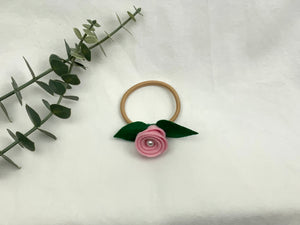 Rose Hair Band - Pastel Pink, Blonde Elastic