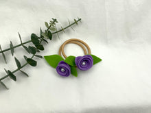 Load image into Gallery viewer, Rose Hair Band - Purple, Blonde Elastic
