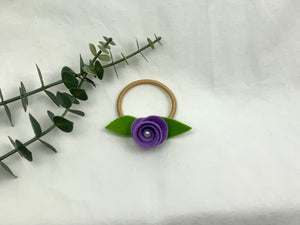 Rose Hair Band - Purple, Blonde Elastic