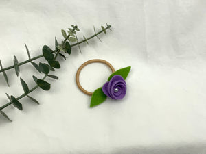 Rose Hair Band - Purple, Blonde Elastic