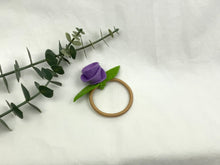 Load image into Gallery viewer, Rose Hair Band - Purple, Blonde Elastic
