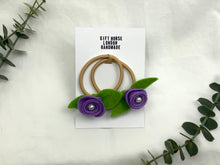 Load image into Gallery viewer, Rose Hair Band - Purple, Blonde Elastic
