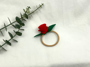 Rose Hair Band - Red, Blonde Elastic