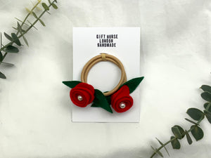 Rose Hair Band - Red, Blonde Elastic