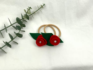 Rose Hair Band - Red, Blonde Elastic