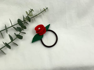 Rose Hair Band - Red, Brown Elastic